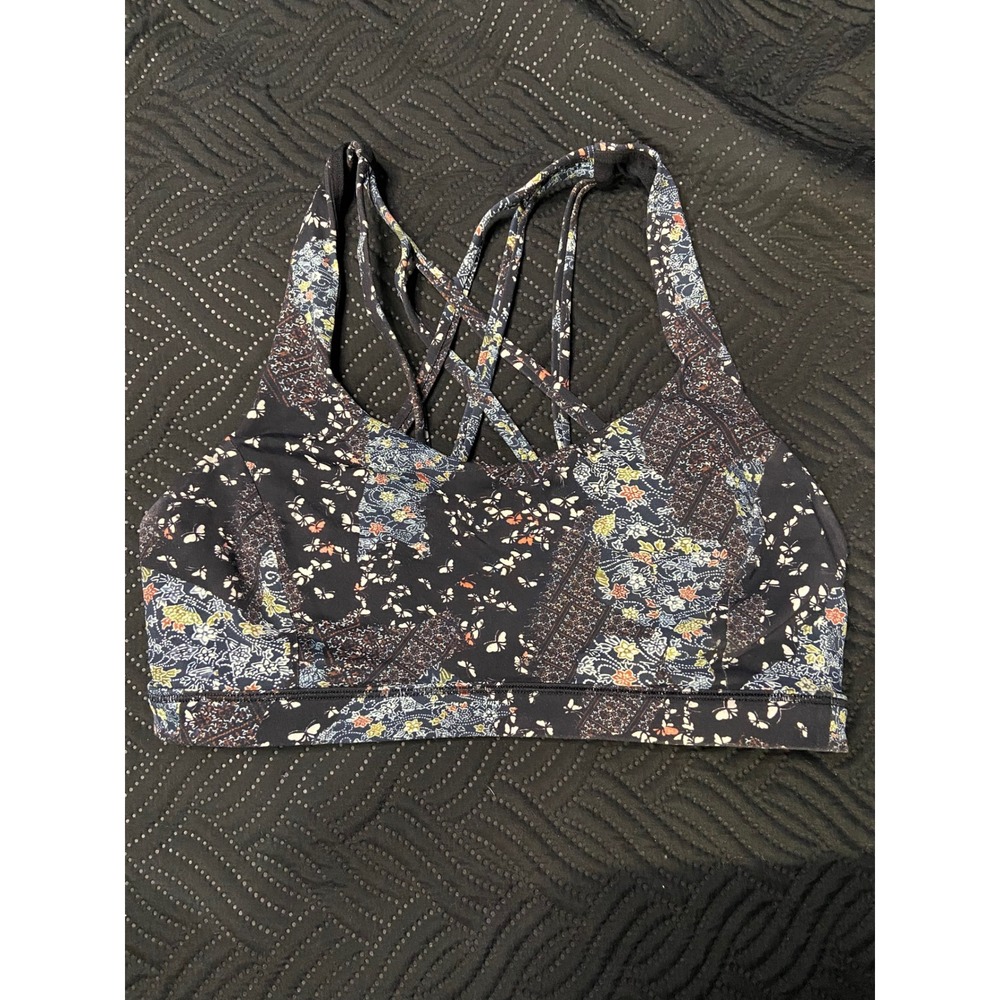 Lululemon Free To Be Serene Bra Size 8 Floral Butterfly Multi Strap Sports Bra
